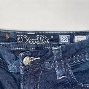 Miss Me Low Rise Bootcut Jeans, size 28
